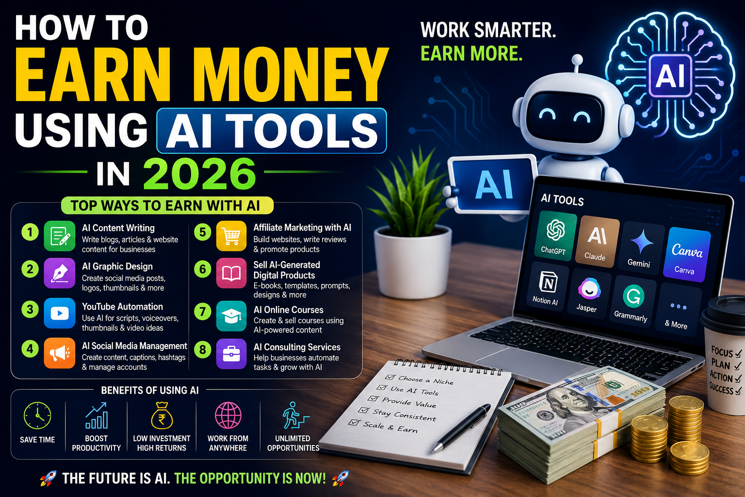 Read more about the article How to Earn Money Using AI Tools in 2026: Complete Beginner’s Guide
